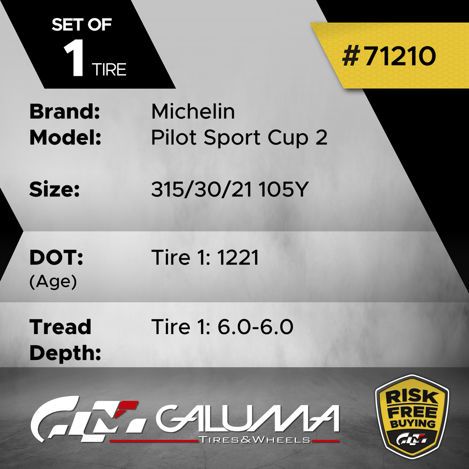 1X Tire LikeNEW Michelin Pilot Sport Cup 2 315/30/21 315/30ZR21 3153021 #71210