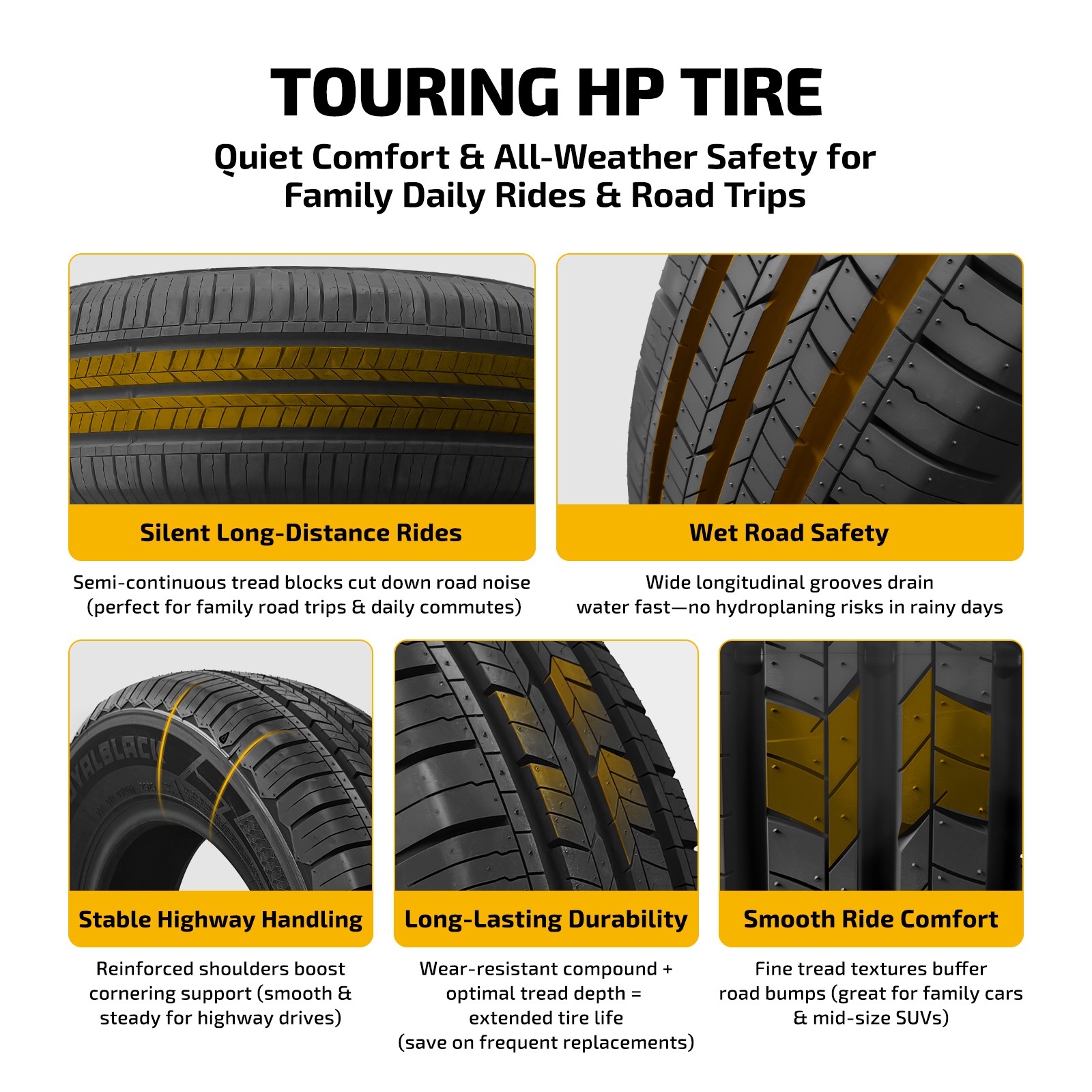 4 TOURING HP 195/55R15 85V All Season Tires 7.9mm Tread 560AA 50000 Miles BSW